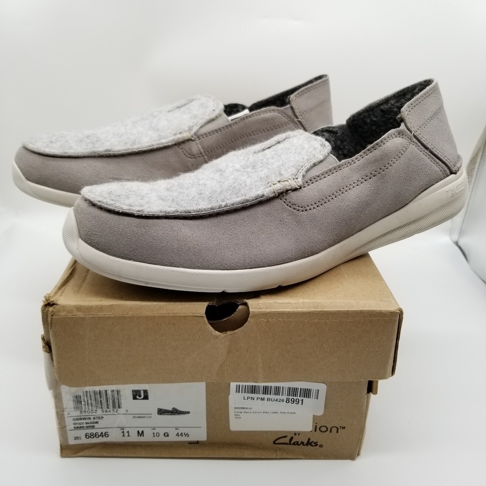 Clarks Men's Gorwin Step Sneaker Loafers Sz 11 M Gray Suede Casual City